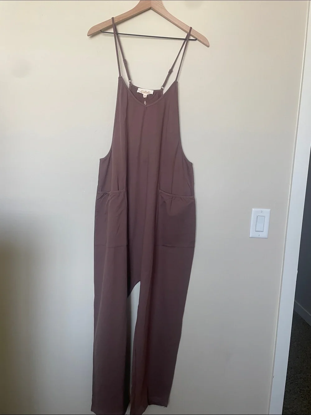 Listicle Brown Relaxed Spaghetti-Strap Jumpsuit